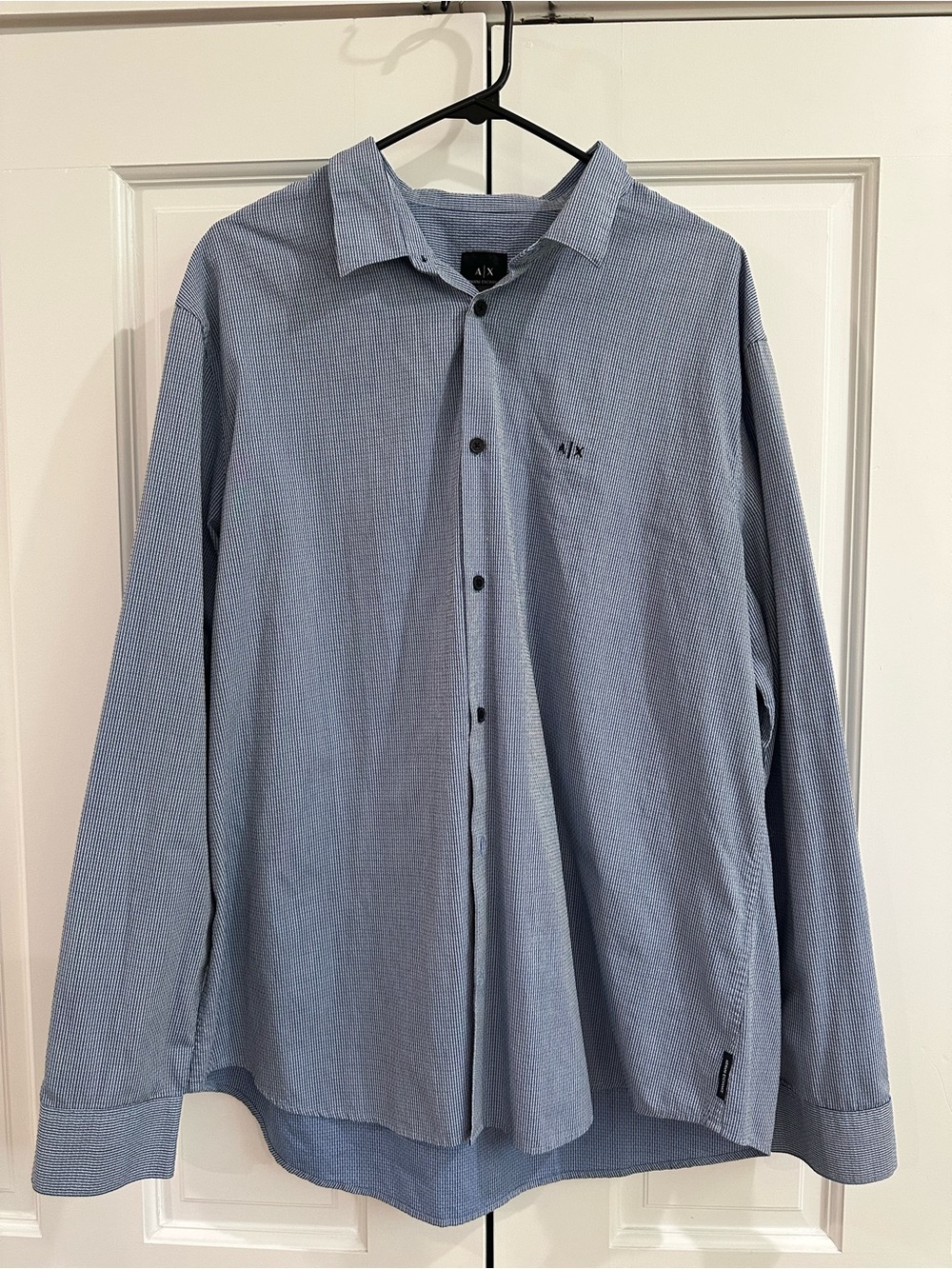 A/X Armani Exchange Men's Blue Textured Long-Sleeve Shirt XXL